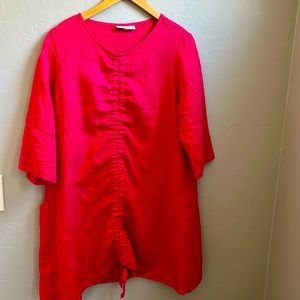 Pink ruched Bryn Walker light linen tunic top in size Small